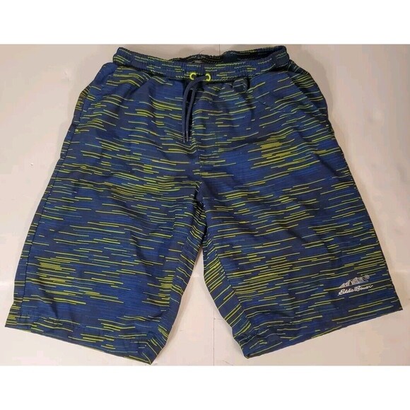 Eddie Bauer Swim Trunks Boys Large‎ Blue Board Shorts Lightweight Quick Dry - Picture 1 of 8